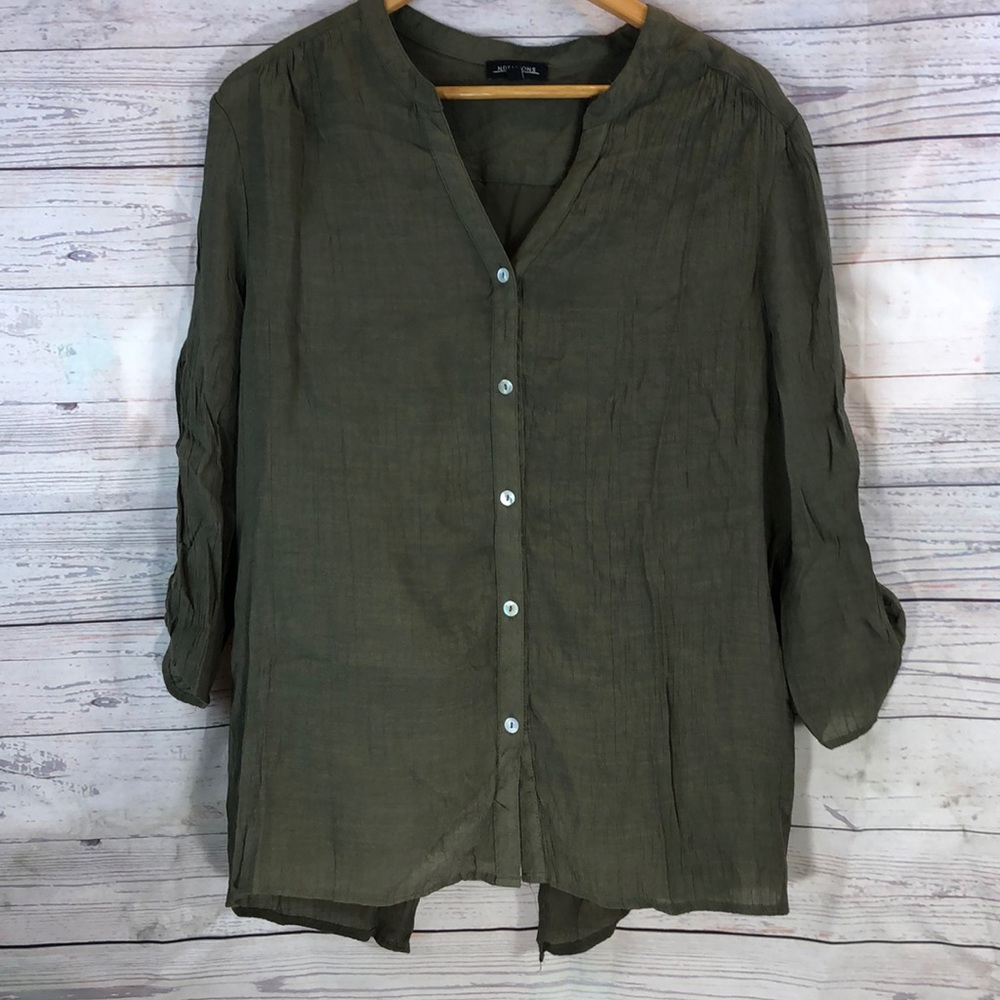 Notations Olive long sleeve button up Women's XL